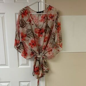 FYLO Floral Front Tie Blouse